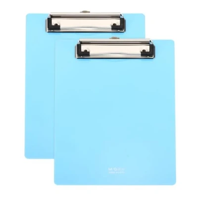 Image of M&amp;G Plastic Clipboards 8.8 x 5.8 Inch, 2pcs Clip Boards with Low Profile Metal Holds 110 Sheets of A5 Letter Size Paper for Office Classroom, Blue