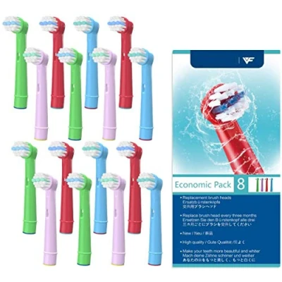 Image of WuYan 16pcs Toothbrush Head for Kids, Compatible Oral B, Children Electric Heads Replacement Braun, Dual Clean, Precision White Clean