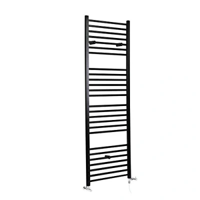 Image of Milano Nero Black Dual Fuel Straight Heated Towel Rail 1800mm x 400mm