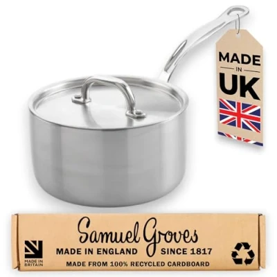 Image of Samuel Groves STP7503RH Classic 18cm Stainless Steel Triply Saucepan with Lid
