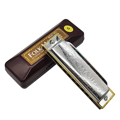 Image of ADIYA Harmonica Suzuki Folkmaster Standard Beginner Diatonic Blues 10 Holes Key of C Musical Gift (G)