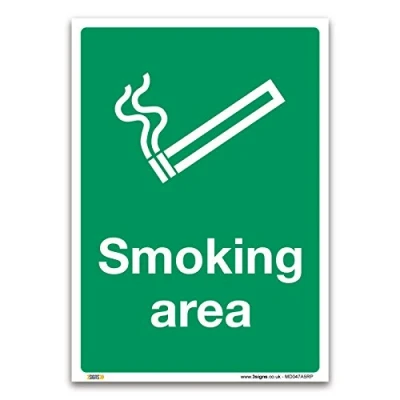 Image of Smoking area Sign A5 1mm Rigid Plastic Prohibition Safety Information