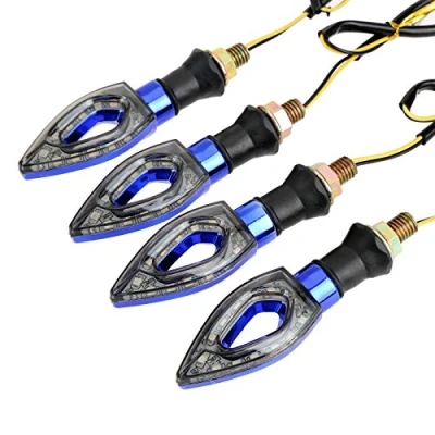 Image of MUXSAM 4PCS Motorcycle Indicators Turn Signal 12V Universal Blinker Amber LED Bulbs Light Indicator Blue for Motorbike Scooter Quad Cruiser Off Road