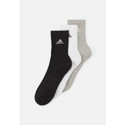 Image of adidas Unisex Cushioned Crew Socks 3 Pairs, Medium Grey Heather / White Black, 10.5 12.5