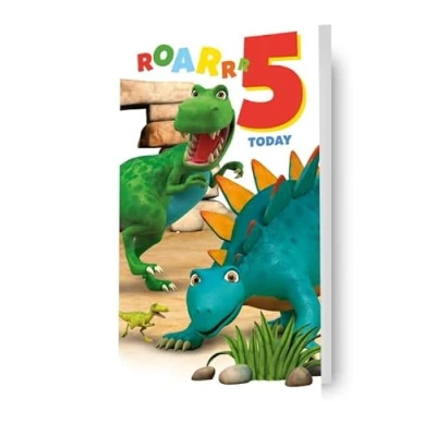 Image of Dinosaur Roar Age 5 Birthday Card