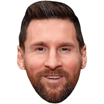 Image of Lionel Messi (Smile) Celebrity Mask, Flat Card Face, Fancy Dress Mask