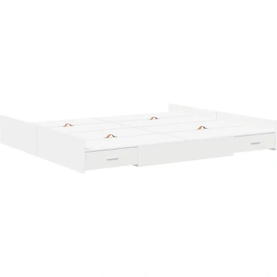 Image of vidaXL Storage Bed Frame with Drawer Headboard White 180 x 200 cm