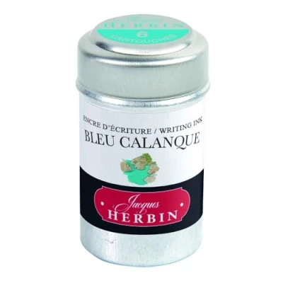Image of Herbin Writing Ink Cartridges Bleu Calanque, Pot of 6