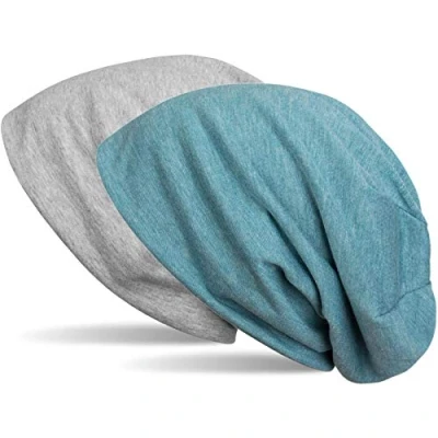 Image of styleBREAKER Beanie Reversible Cap in Plain Colours, Slouch Cap, Light and Soft, longbeanie, Unisex 04024115, Colour:Grey Flecked/Blue Flecked