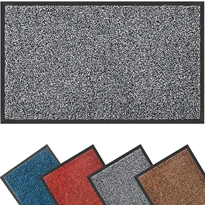 Image of eXtreme Dirt Trapper Door Mat for Indoor &amp; Outdoor Washable Barrier Mat, Heavy Duty Non Slip Entrance Rug Shoes Scraper, Super Absorbent Front Carpet (120 x 170cm, Black Grey)