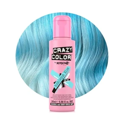 Image of Crazy Color Pastel Bubblegum Blue Semi Permanent Hair Dye. Highly Pigmented Pale Conditioning &amp; Oil Nourishing Vegan Formula No Bleach or Ammonia 100ml