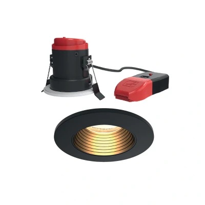 Image of Ansell Prism Pro CCT Dual Wattage Anti Glare LED Downlight Matt Black Bezel with Insert