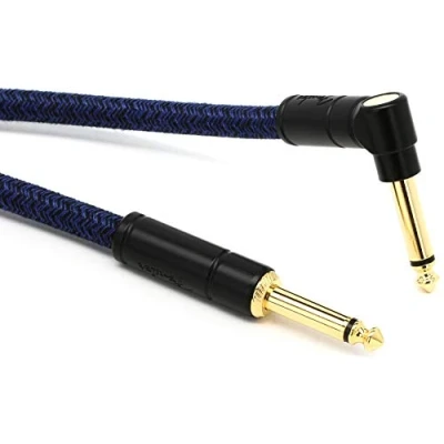 Image of Fender Festival Instrument Cable, Straight/Angle, 10&#039;, Pure Hemp, Blue Dream