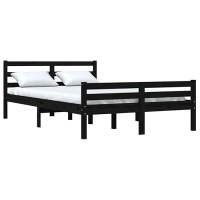 Image of vidaXL Black Modern Bed Frame Made of Solid Pine Wood Compatible with a 120x200 cm Mattress (Not Included)