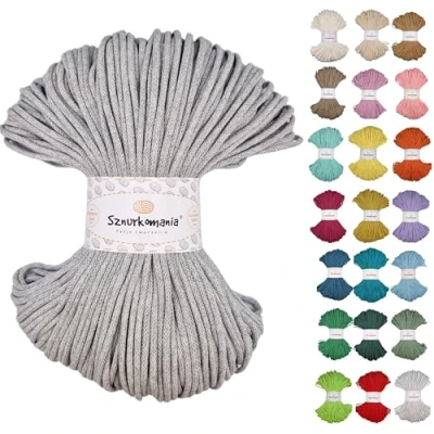 Image of Braided Cotton Cord 3 mm 100 m, 46 Colours, Crochet Cord, Macrame Yarn, Premium Rope, Sznurkomania (Grey)