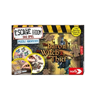 Image of Noris 606101976 Escape Room The Baron, Witch &amp; Thief Adventure Family and Board Game for Puzzle Fans Including 3 Cases, from 14 Years, Light Brown