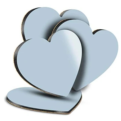Image of Destination Vinyl ltd Great Coasters (Set of 4) Heart Light Blue Duck Egg Colour Block Drink Glossy Coasters/Tabletop Protection for Any Table Type #45543