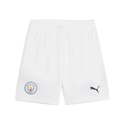 Image of Puma Manchester CITY Shorts Replica JR Unisex Club wear for kids, Size: 11 12y, White/marine blue