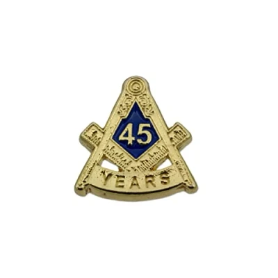 Image of Masonic 45 Years Anniversary Freemasons Square and Compasses Lapel Pin LP151