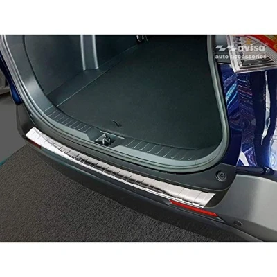 Image of Avisa 2/35332 Stainless Steel Rear Bumper Protector Compatible with Toyota RAV4 (5th Gen) 2018 &#039;Ribs&#039;, Silver