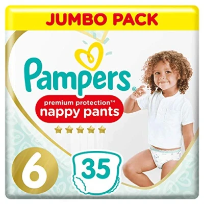 Image of Pampers Premium Protection Nappy Pants Size 6, 35 Pants, 15+kg, Jumbo Pack