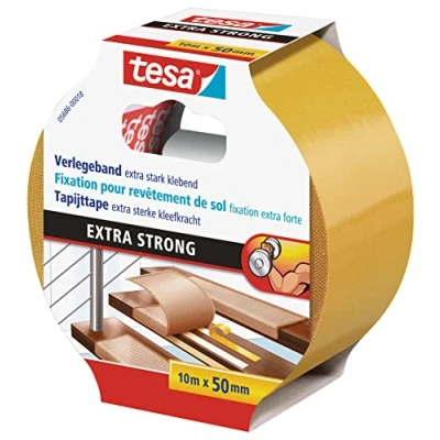 Image of tesa 05686 00018 11 18 Installation Tape Orange (L x W) 10 m 50 mm Pack of 1, White/Brown, 10m 50mm