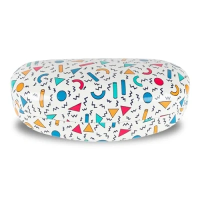 Image of LAGO TERRA Memphis Print Hard Shell Sunglasses Case White (Large)