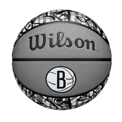 Image of WILSON NBA Team Graffiti Basketball Brooklyn Nets, Size 7 29.5&quot;