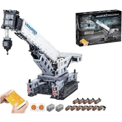 Image of FULHOLPE Technology Crane Building Blocks Kit, 2.4G/APP Control Liebherr LTR 11200 with 12 Motor, 4000 Pieces 1:8 Truck Vehicle Set Compatible Major Brands