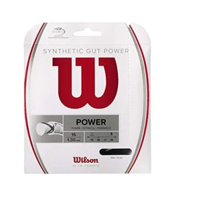 Image of Wilson Unisex Tennis Racket Synthetic Gut Power String Black Size 16G, Black, 200 m UK