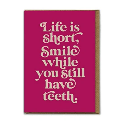 Image of Brainbox Candy Namaste &#039;Life Is Short Card&#039; Funny A6 Birthday Card Perfect For Friends Men Women Boy Girlfriend Partner