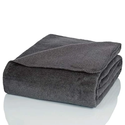 Image of Glart blanket plain grey, sofa 130 x 170 cm, soft and warm woolly blanket, extra fluffy, for use as a couch cosy throw, plush throw