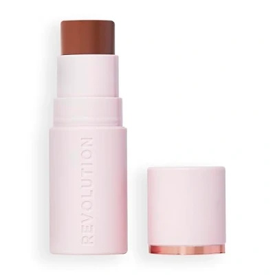 Image of Revolution, Skin Silk Bronzer Stick, Buildable Colour for Cheek, Eye, &amp; Lip, Cream to Powder Formula, Vegan Cruelty Free, Tan Carmel, 4.5g