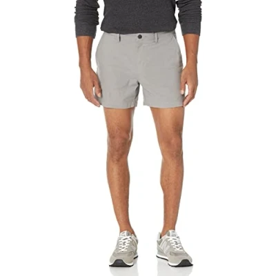 Image of Amazon Essentials Men&#039;s Slim Fit 5&quot; Lightweight Comfort Stretch Oxford Short (Previously Goodthreads), Metallic Silver, 34W