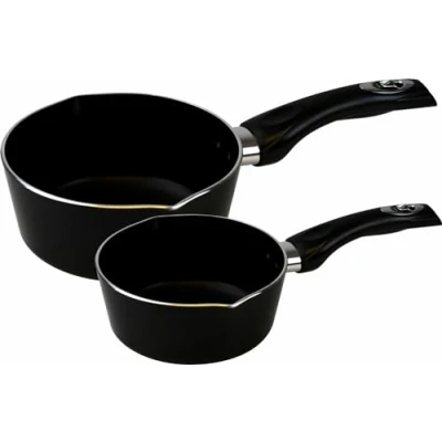 Image of Set of 2 Non Stick Coated Induction Aluminium Milk Pans (16cm &amp; 20cm)