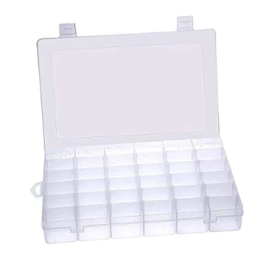 Image of 36 Compartment Crafts Box, Clear Adjustable Jewelry Bead Organizer Box Storage Container Case