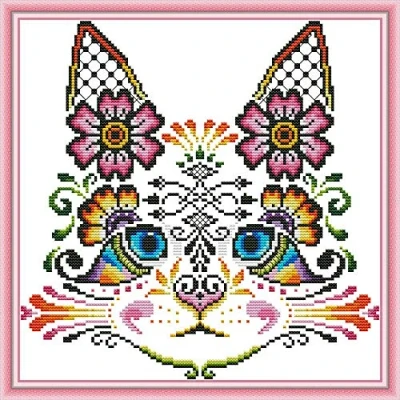 Image of Abillyn Embroidery Cross Stitch Kits Cat Stamped with Printed Pattern Starter Kit (Cat)