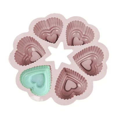 Image of Heart Chocolate Mold, Silicone Mold with 6 Holes, Large Baking Trays, Versatile Cakes Pan, Molds for Shaped