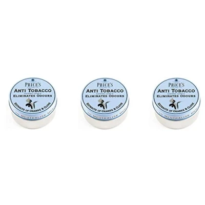 Image of Prices Anti Tobacco Candle in Tin Eliminates and Smoking Odours 3 Pack by
