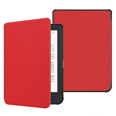 Image of FINTIE SlimShell Case for Kobo Clara HD/Tolino Shine 3 Ultra Thin and Lightweight PU Leather Protective Cover with Auto Sleep/Wake HD 6 eReader, Red