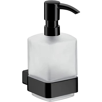 Image of Emco Loft 52113301 Liquid Soap Dispenser (Pump Head Plastic Black, Container Crystal Glass Satined, Height 160 mm, Width 70 mm), Normal