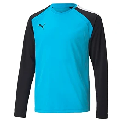 Image of puma Unisex Kids Teampacer Gk Ls Jersey Jr Performance Tee, Blue Atoll Black White, 176 EU