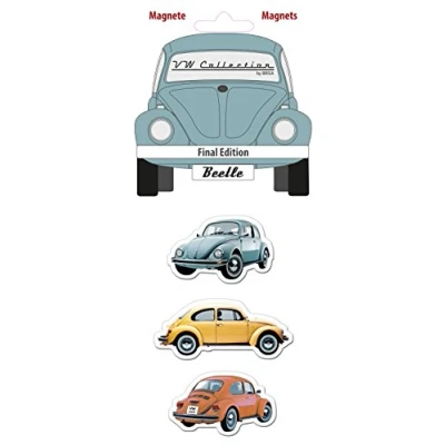 Image of BRISA VW Collection Volkswagen Refrigerator Office Pinboard Magnets with Beetle Motifs (3 Piece Set/Final/Multicolor)