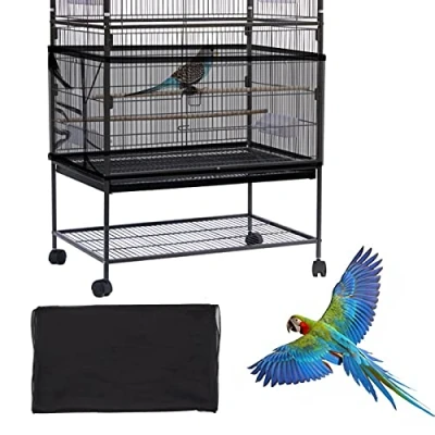 Image of Daoeny Large Bird Cage Cover, Seed Catcher, Adjustable Soft Airy Nylon Mesh Net, Birdcage Cover Skirt Guard for Parrot Parakeet Macaw African Round Square Cages (Black)