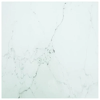 Image of vidaXL 70x70 cm Table Top White Marble Design Tempered Glass Surface for Dining Tables, Coffee Tables Durable and Easy to Clean
