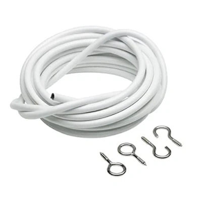 Image of Merriway BH03878 Plastic Coated Curtain Wire with 2 Each Hooks and Eyes, 200 cm (78 inch)