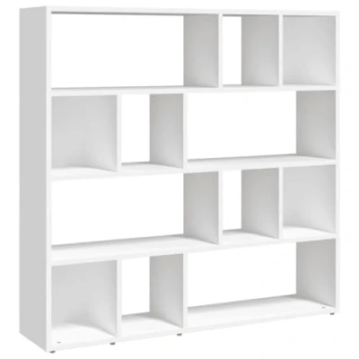 Image of vidaXL Modern Book Cabinet/Room Divider White Engineered wood Bookshelf Storage Rack Ideal for Home Office, Bedroom, Living Room.
