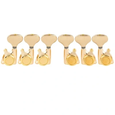 Image of Musiclily Pro 3L+3R Guitar Locking Tuners 18:1 Ratio Lock String Tuning Key Pegs Machine Heads Replacement for LP SG Style Electric Folk or Acoustic Guitar, Gold with Y Button