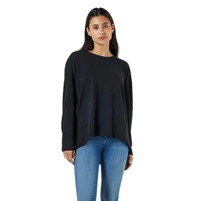 Image of Noisy May Nmmathilde Oneck HIGH/LOW Long sleeved top, Women&#039;s, Size: 10, Black