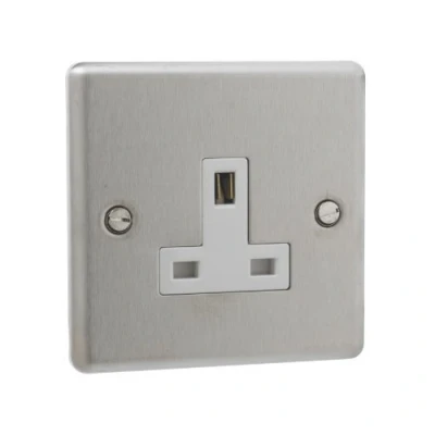 Image of Stainless Steel 13 Amp Single 1 Gang Unswitched Socket [ST723 01]